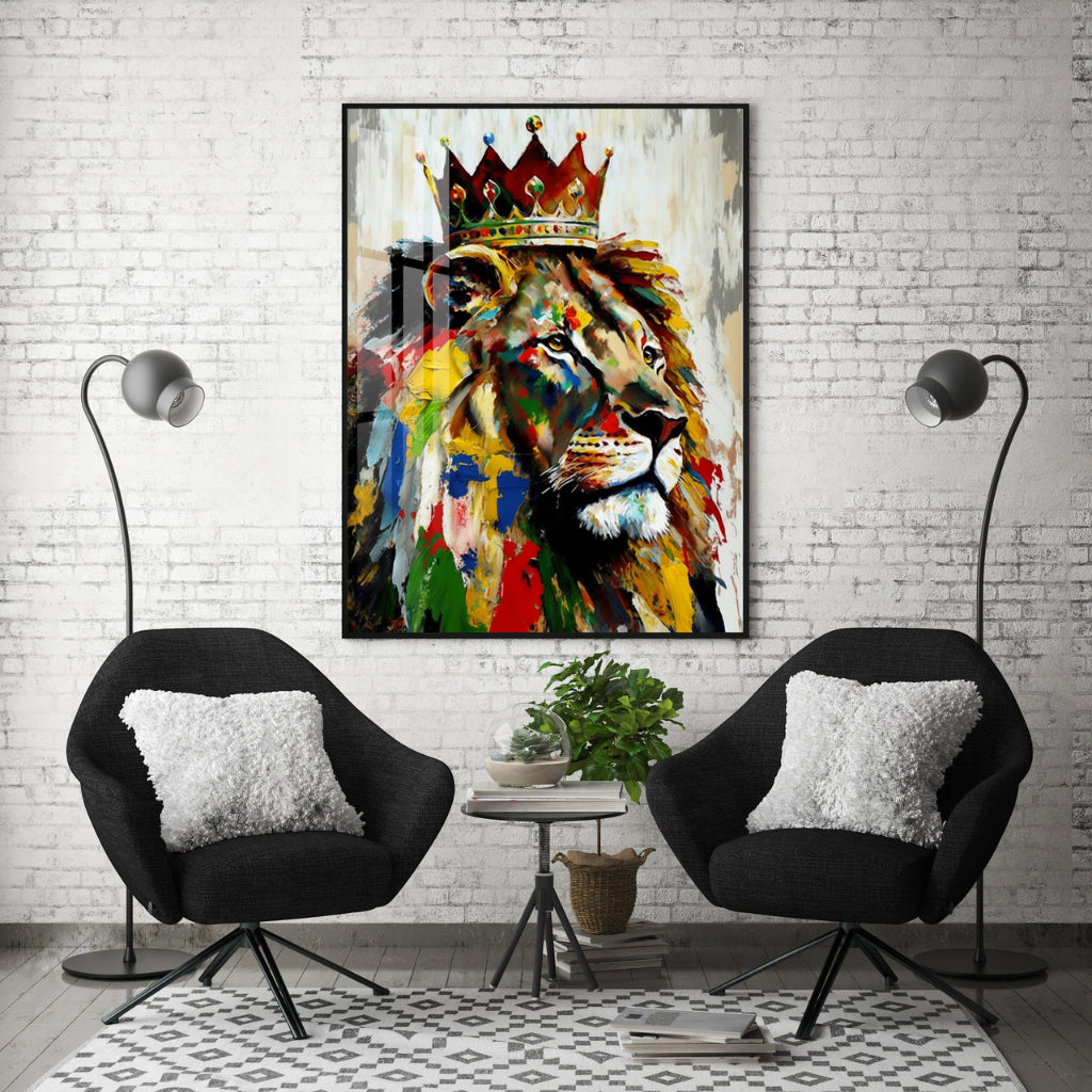 Quadro decorativo 90X60CM Religião Jesus Cristo e leão de Judá quarto sala coroa de espinhos