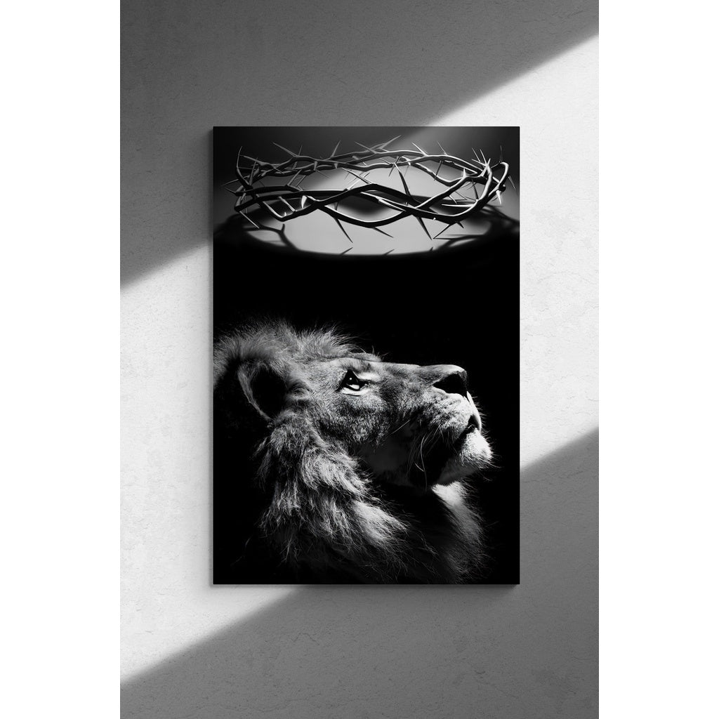 Quadro decorativo 90X60CM Religião Jesus Cristo e leão de Judá quarto sala coroa de espinhos