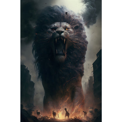 Quadro Leão grande 90x60cm. Imagens em alta resolução criadas por inteligência artificial mais de 50 opções de imagens