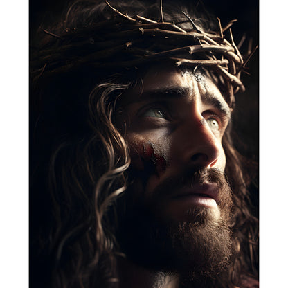 Quadro decorativo 90X60CM Religião Jesus Cristo e leão de Judá quarto sala coroa de espinhos