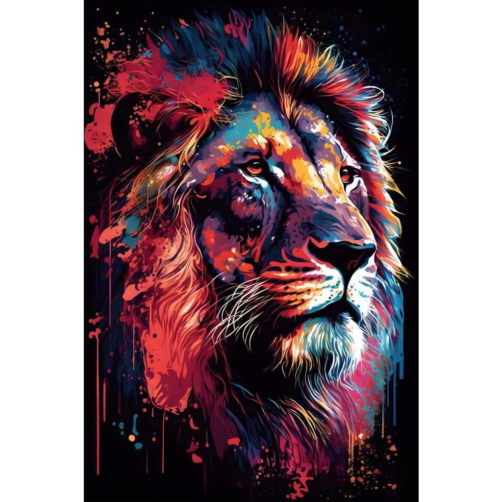 Quadro Leão grande 90x60cm. Imagens em alta resolução criadas por inteligência artificial mais de 50 opções de imagens