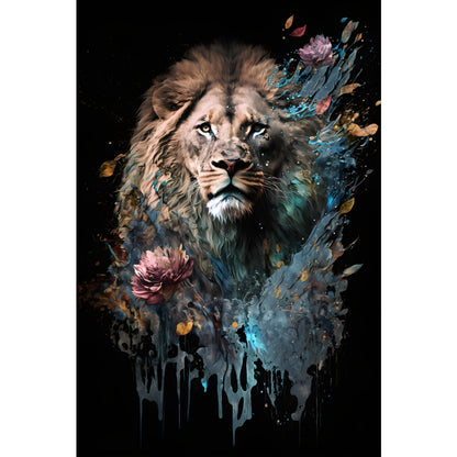 Quadro Leão grande 90x60cm. Imagens em alta resolução criadas por inteligência artificial mais de 50 opções de imagens