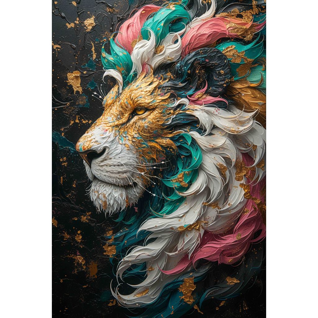 Quadro decorativo  família de leão Religião Jesus Cristo e leão de Judá quarto sala coroa de espinhos, quadro leão