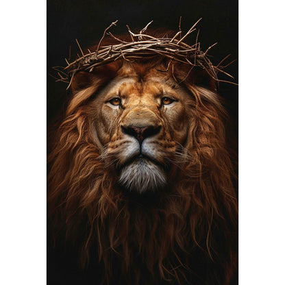 Quadro decorativo  família de leão Religião Jesus Cristo e leão de Judá quarto sala coroa de espinhos, quadro leão