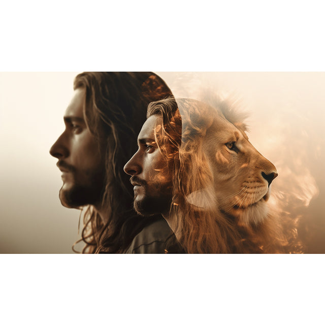 Quadro decorativo 90X60CM Religião Jesus Cristo e leão de Judá quarto sala coroa de espinhos