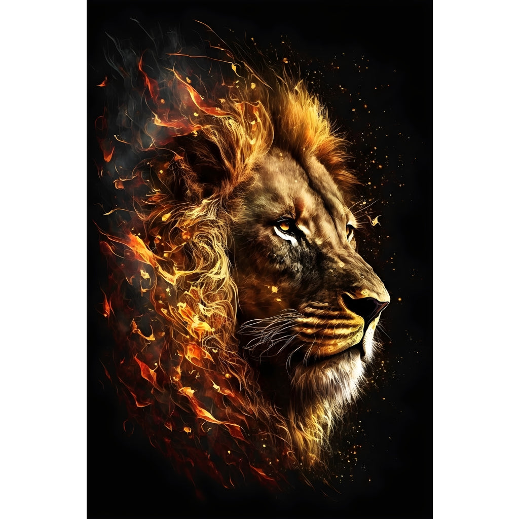 Quadro Leão grande 90x60cm. Imagens em alta resolução criadas por inteligência artificial mais de 50 opções de imagens