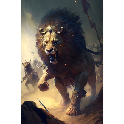 Quadro Leão grande 90x60cm. Imagens em alta resolução criadas por inteligência artificial mais de 50 opções de imagens