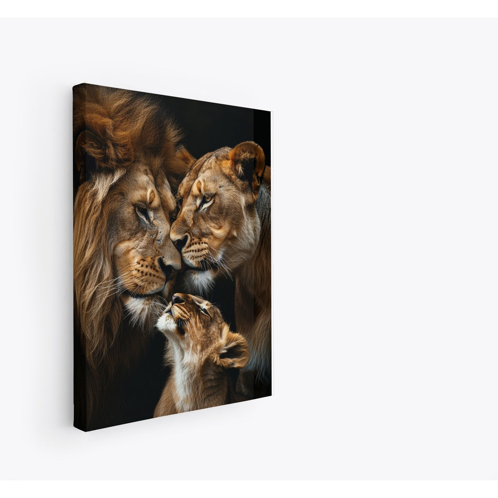 Quadro decorativo  família de leão leão de Judá quarto sala, quadro leão quadro 5 filhotes