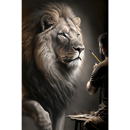 Quadro Leão grande 90x60cm. Imagens em alta resolução criadas por inteligência artificial mais de 50 opções de imagens
