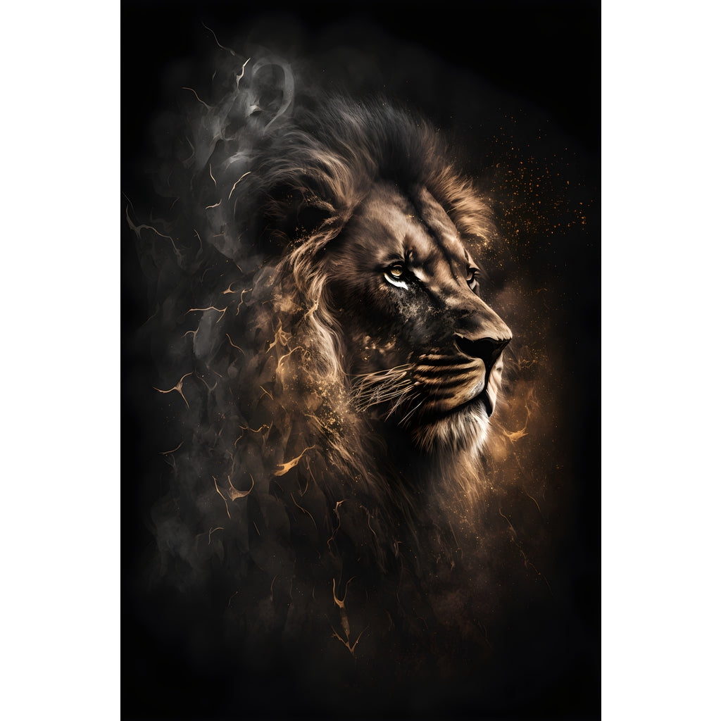 Quadro Leão grande 90x60cm. Imagens em alta resolução criadas por inteligência artificial mais de 50 opções de imagens