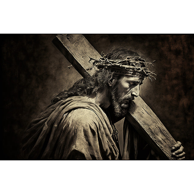 Quadro decorativo 90X60CM Religião Jesus Cristo e leão de Judá quarto sala coroa de espinhos