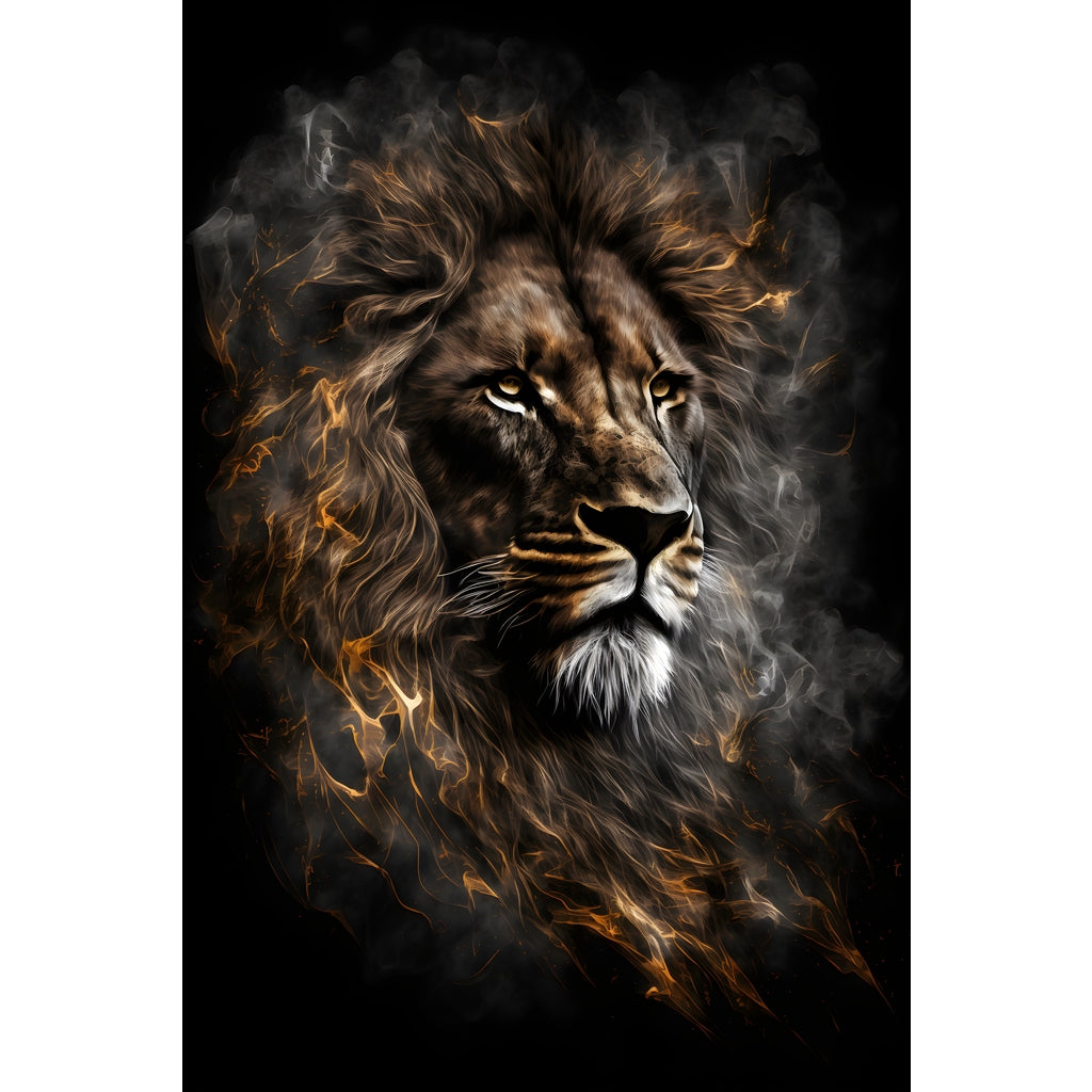 Quadro Leão grande 90x60cm. Imagens em alta resolução criadas por inteligência artificial mais de 50 opções de imagens