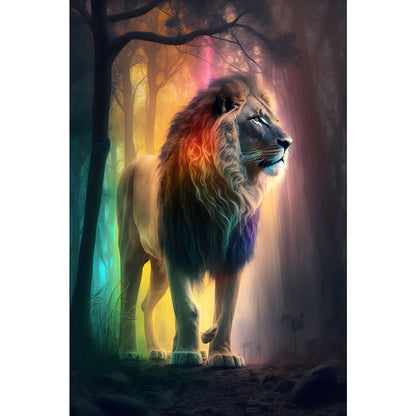 Quadro Leão grande 90x60cm. Imagens em alta resolução criadas por inteligência artificial mais de 50 opções de imagens