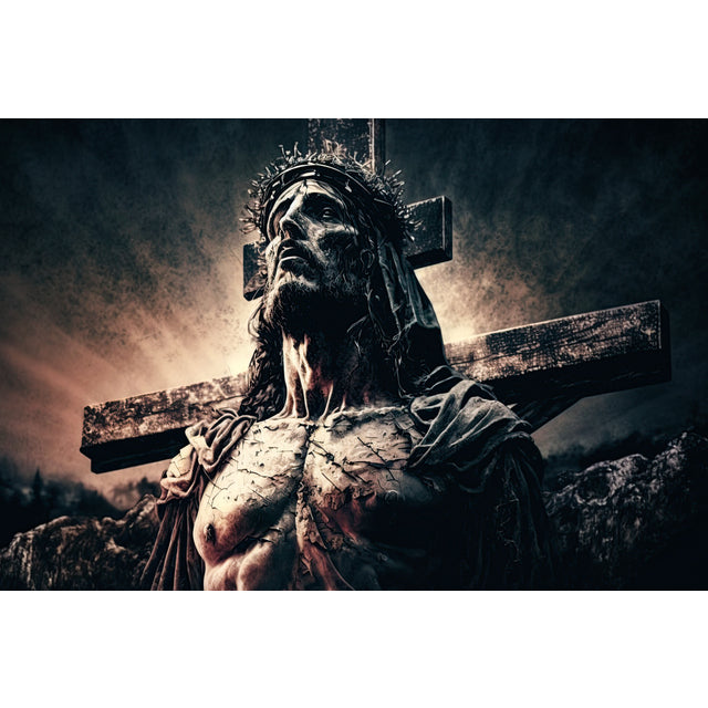 Quadro decorativo 90X60CM Religião Jesus Cristo e leão de Judá quarto sala coroa de espinhos