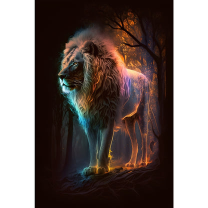 Quadro Leão grande 90x60cm. Imagens em alta resolução criadas por inteligência artificial mais de 50 opções de imagens