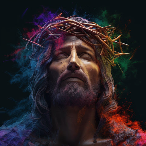 Quadro decorativo 90X60CM Religião Jesus Cristo e leão de Judá quarto sala coroa de espinhos